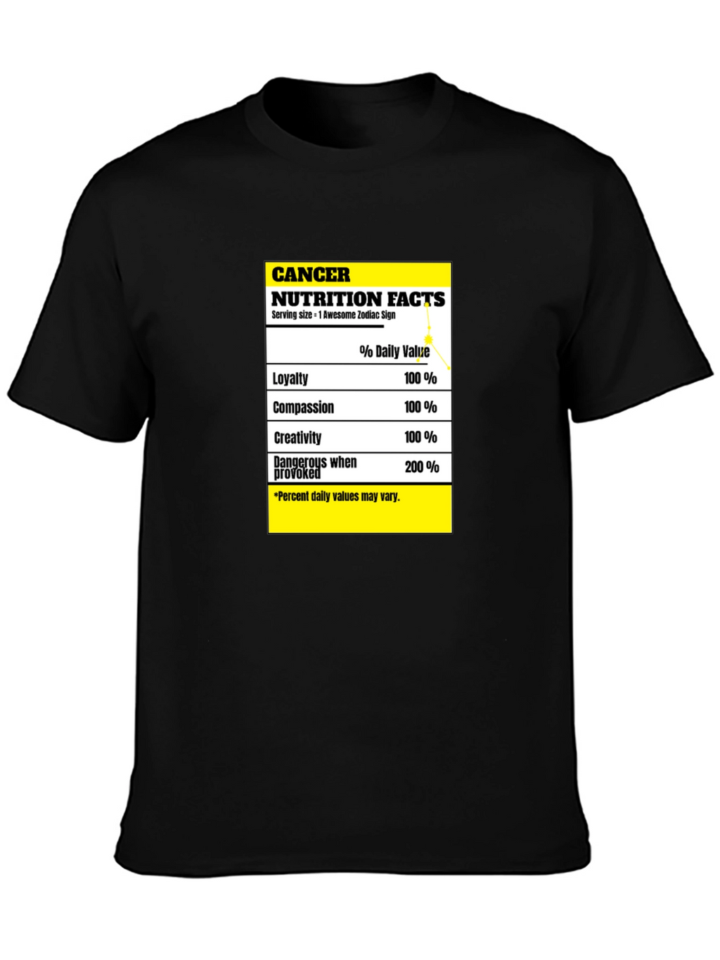 Cancer Zodiac Nutrition Facts T-Shirt