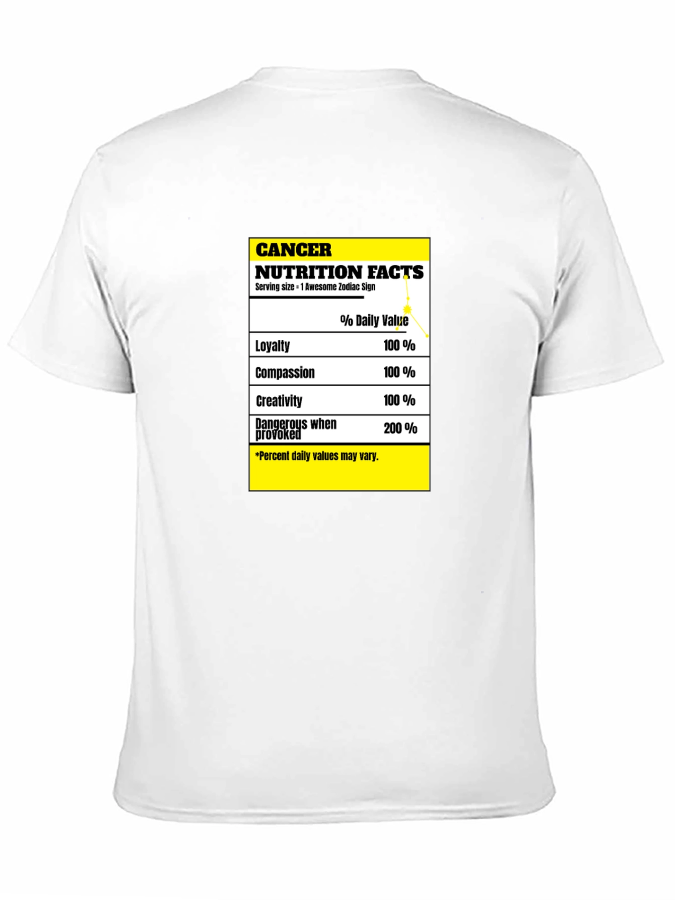Cancer Zodiac Nutrition Facts T-Shirt