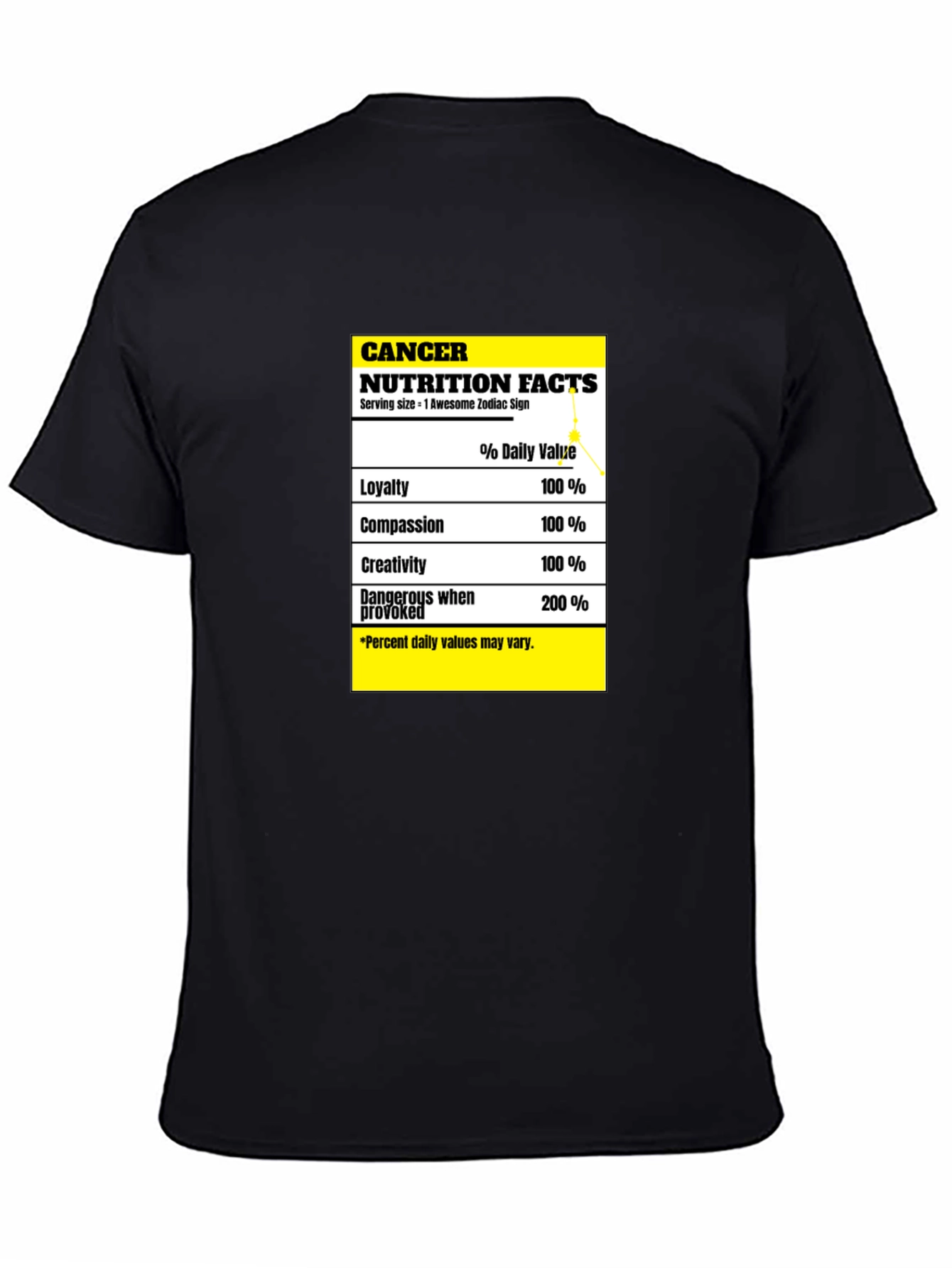 Cancer Zodiac Nutrition Facts T-Shirt