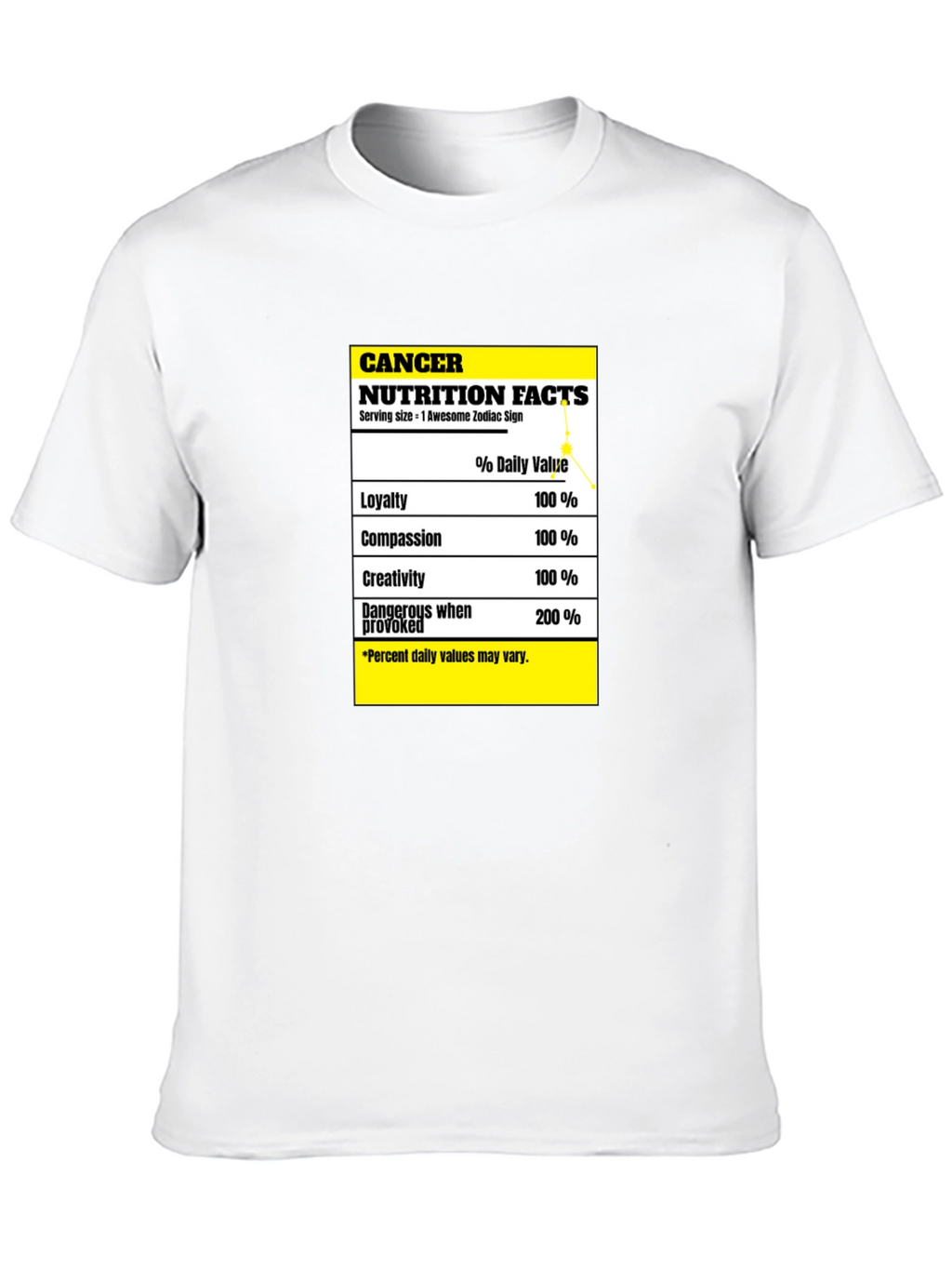 Cancer Zodiac Nutrition Facts T-Shirt