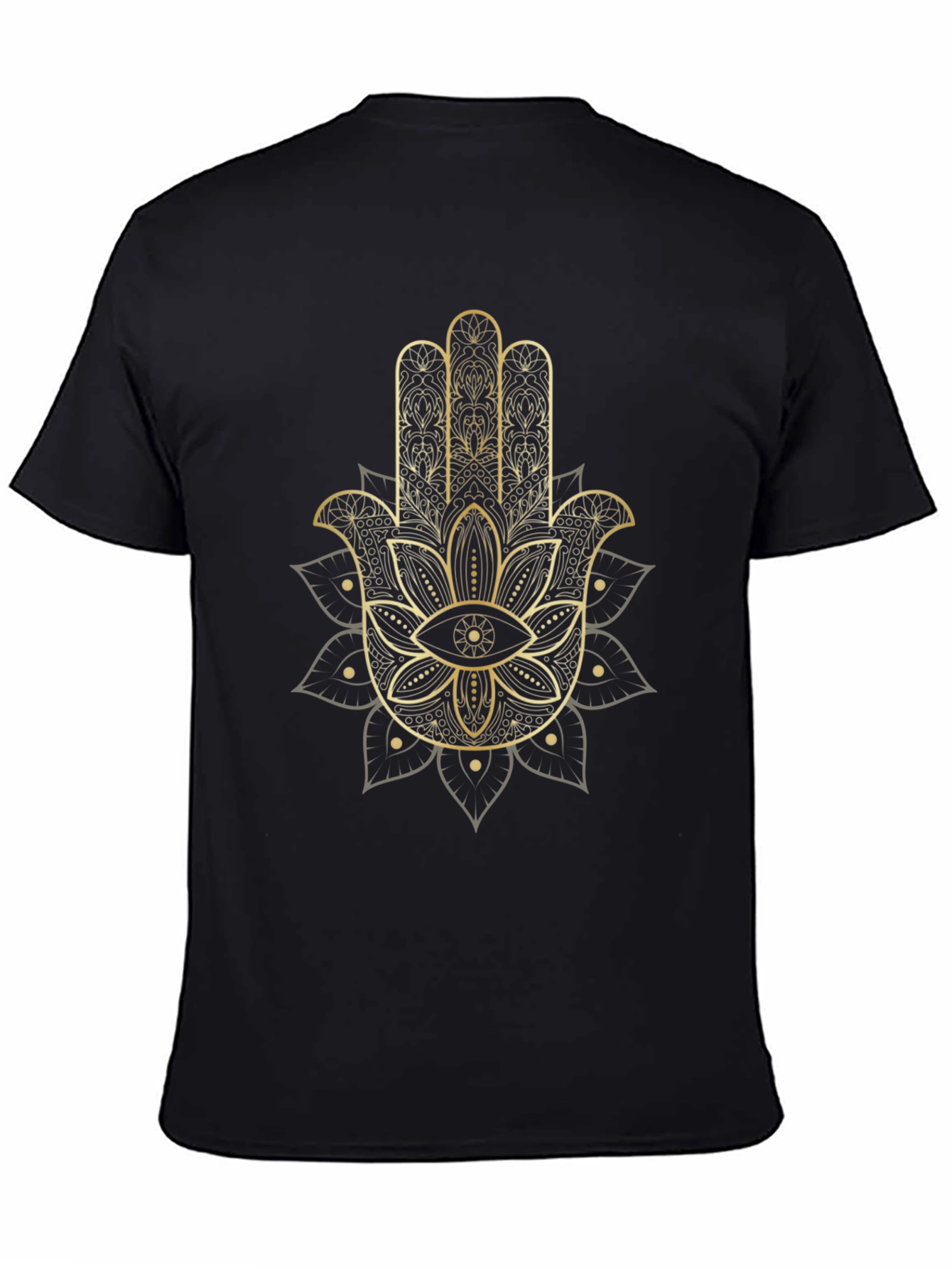 Hamsa Hand Graphic Tee - Black Cotton Comfort