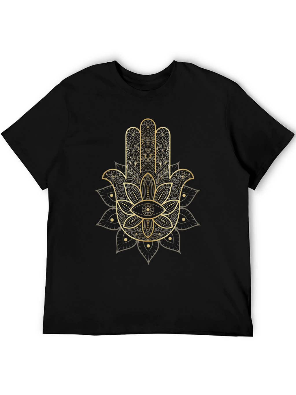 Hamsa Hand Graphic Tee - Black Cotton Comfort