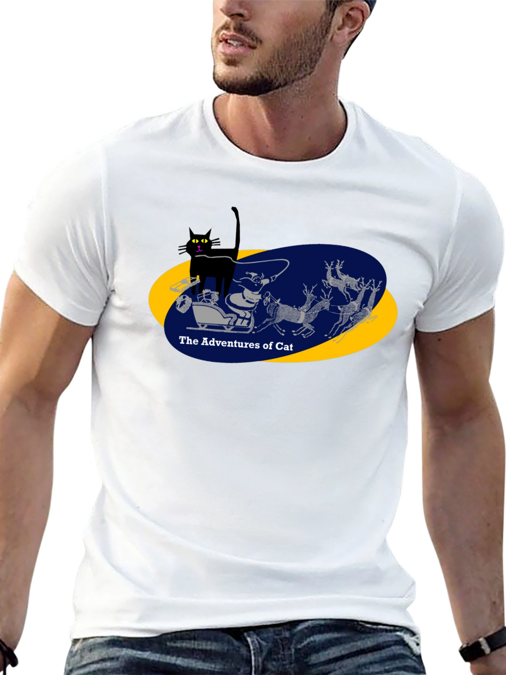Adventures of Cat Graphic Tee - Black