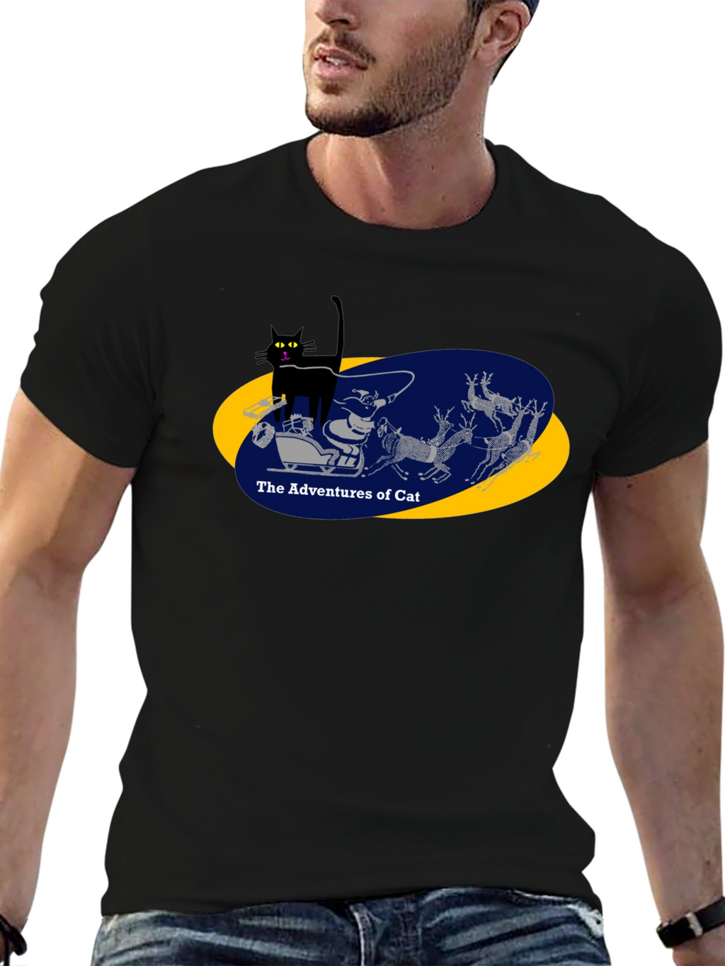 Adventures of Cat Graphic Tee - Black