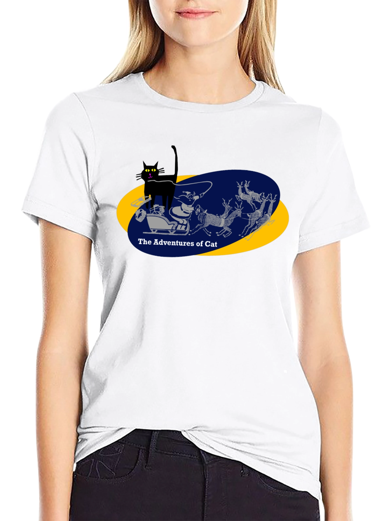 Adventures of Cat Graphic Tee - Black