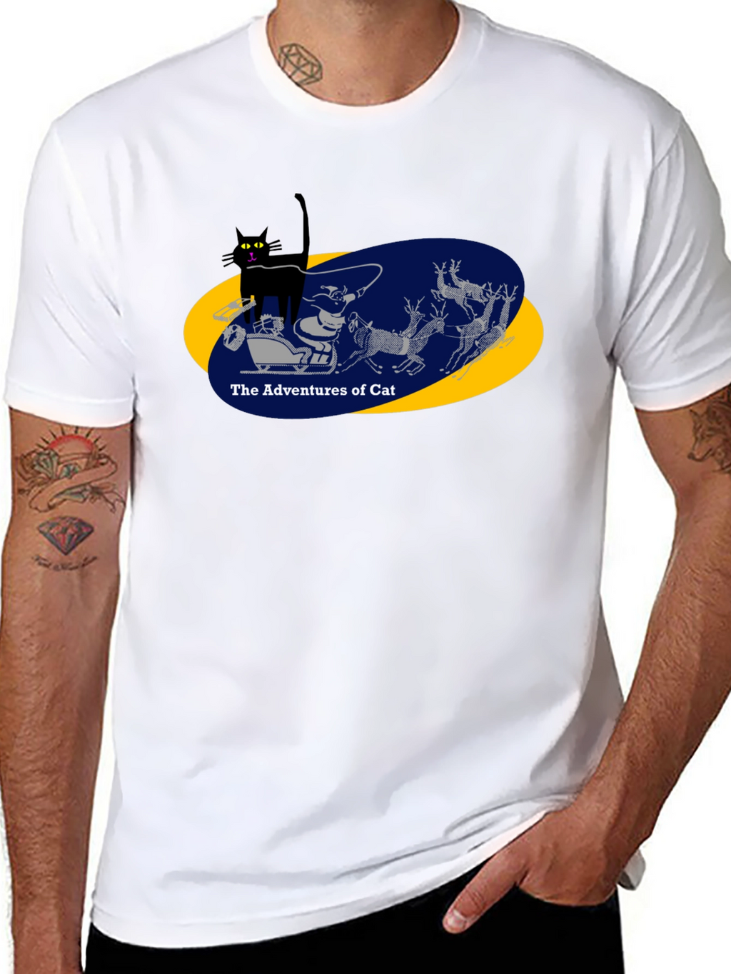 Adventures of Cat Graphic Tee - Black