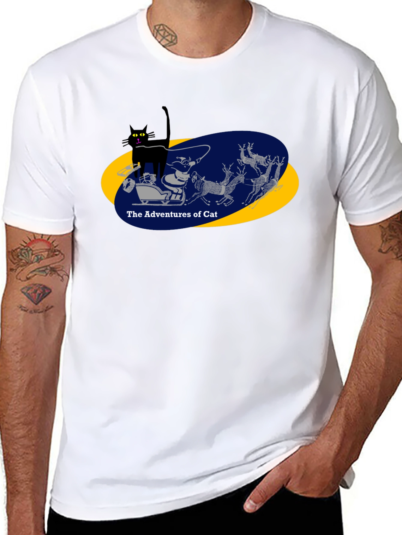 Adventures of Cat Graphic Tee - Black