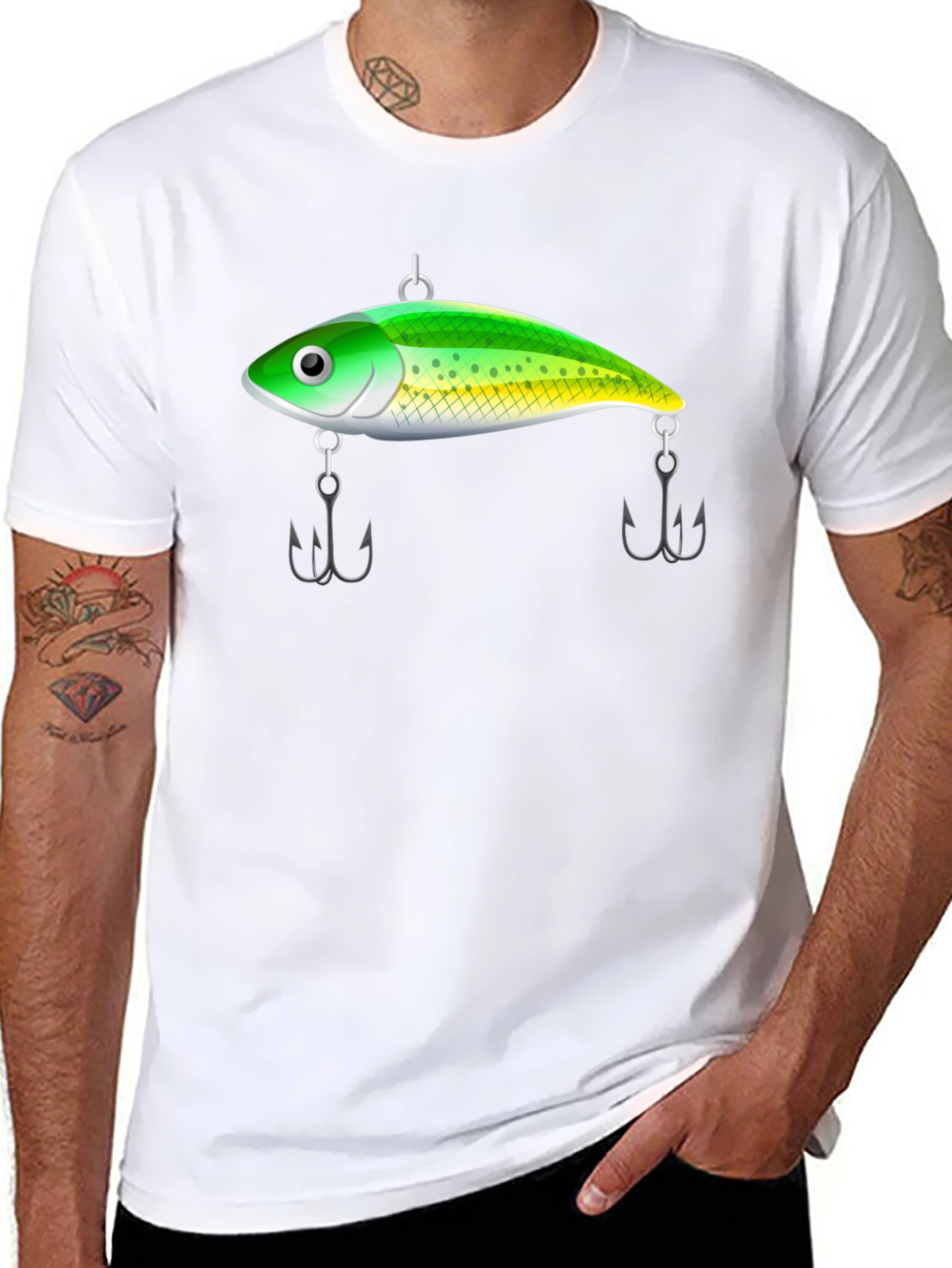 Fishing Lure Graphic Tee - Black Cotton T-Shirt