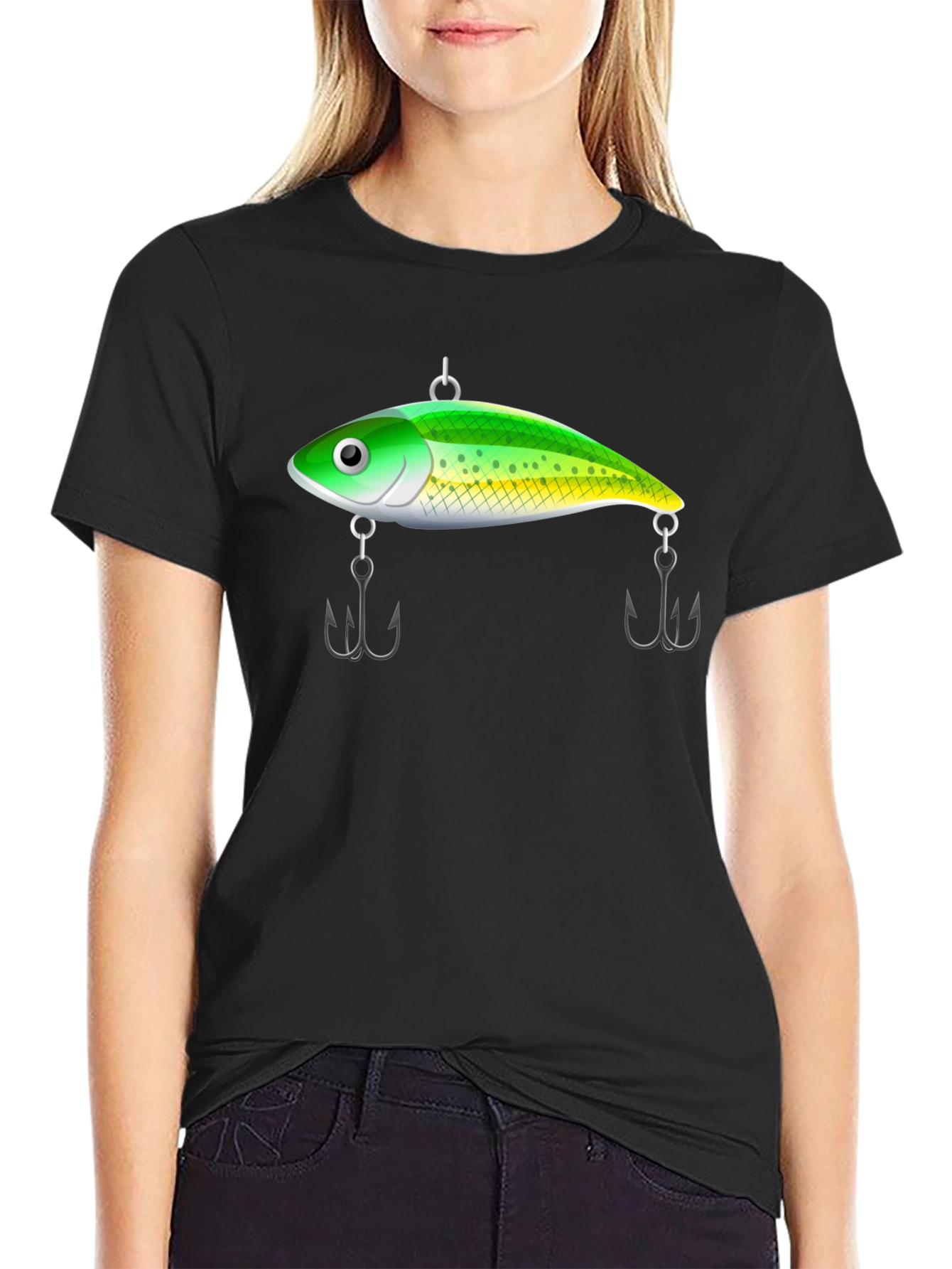 Fishing Lure Graphic Tee - Black Cotton T-Shirt