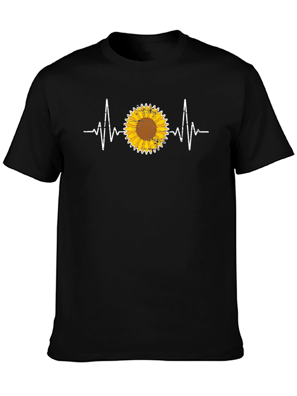 Sunflower Heartbeat Graphic Tee - Unisex Black T-Shirt