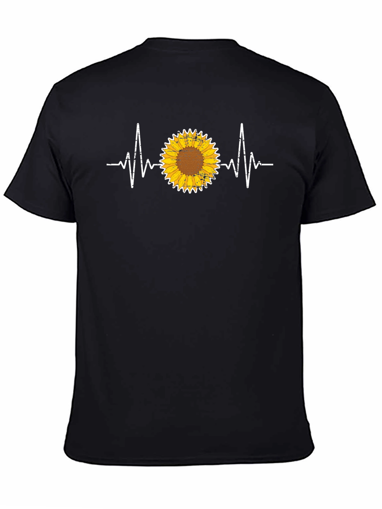 Sunflower Heartbeat Graphic Tee - Unisex Black T-Shirt