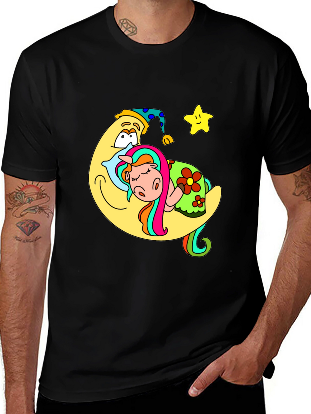 Sleepy Moon Unicorn Graphic Tee