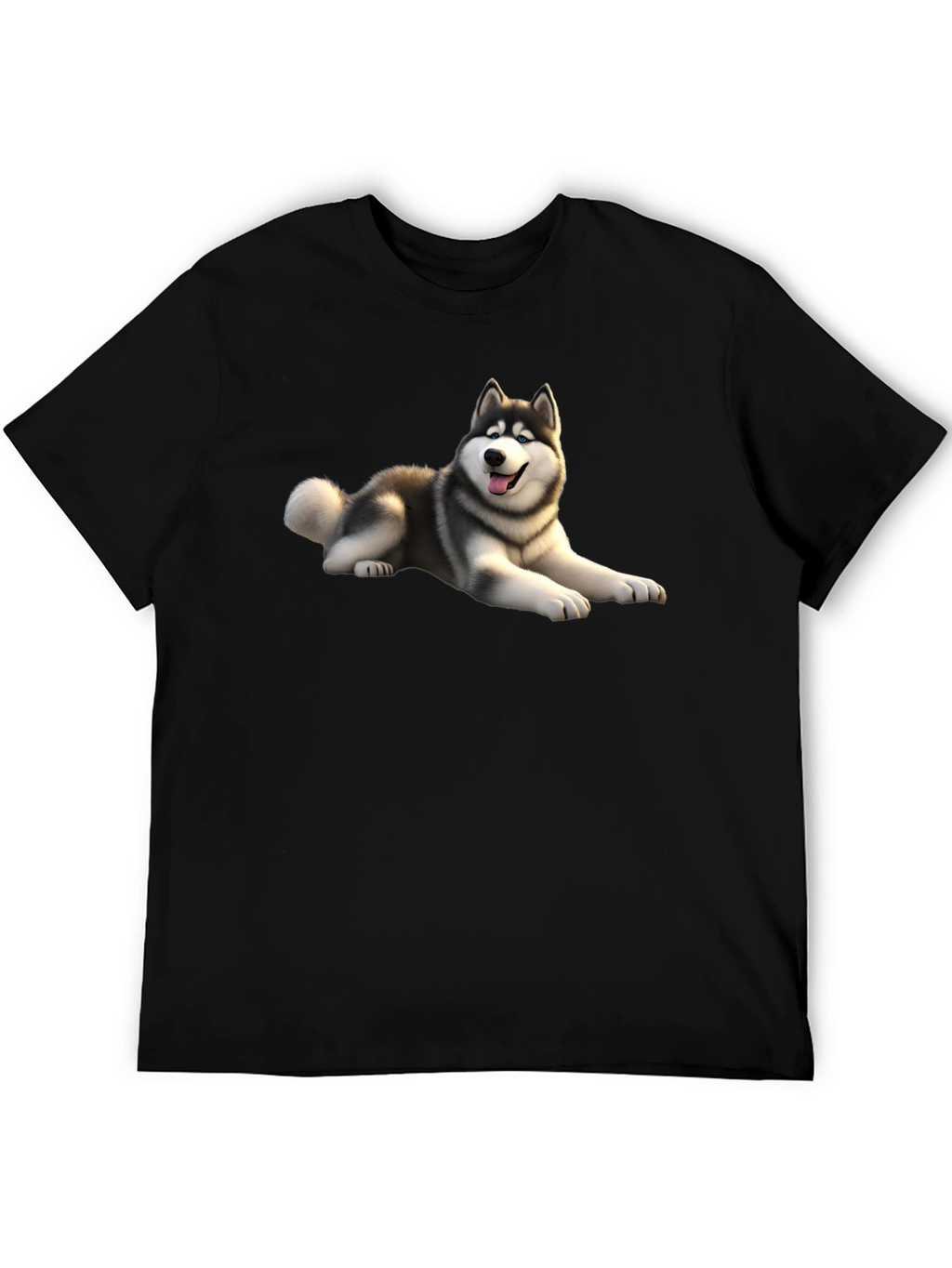 Husky Dog Graphic Black T-Shirt