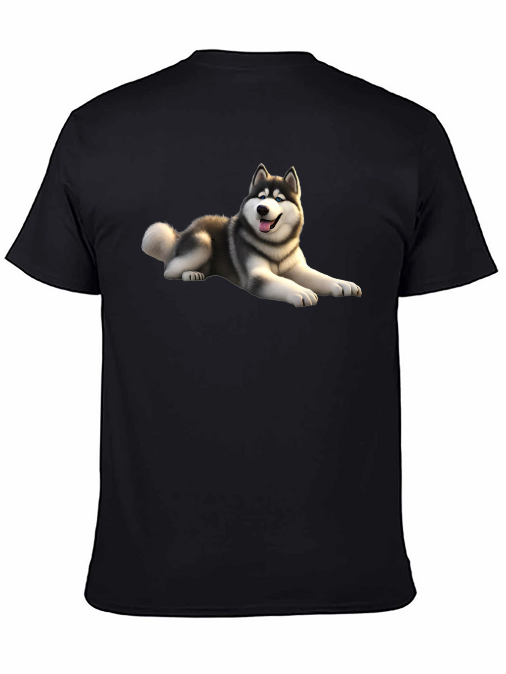 Husky Dog Graphic Black T-Shirt