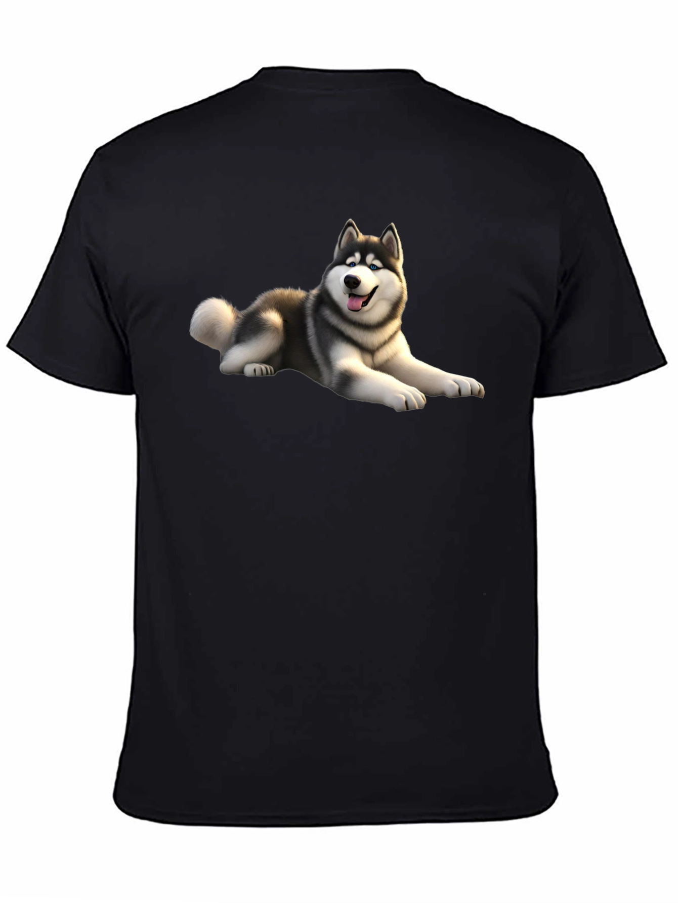 Husky Dog Graphic Black T-Shirt