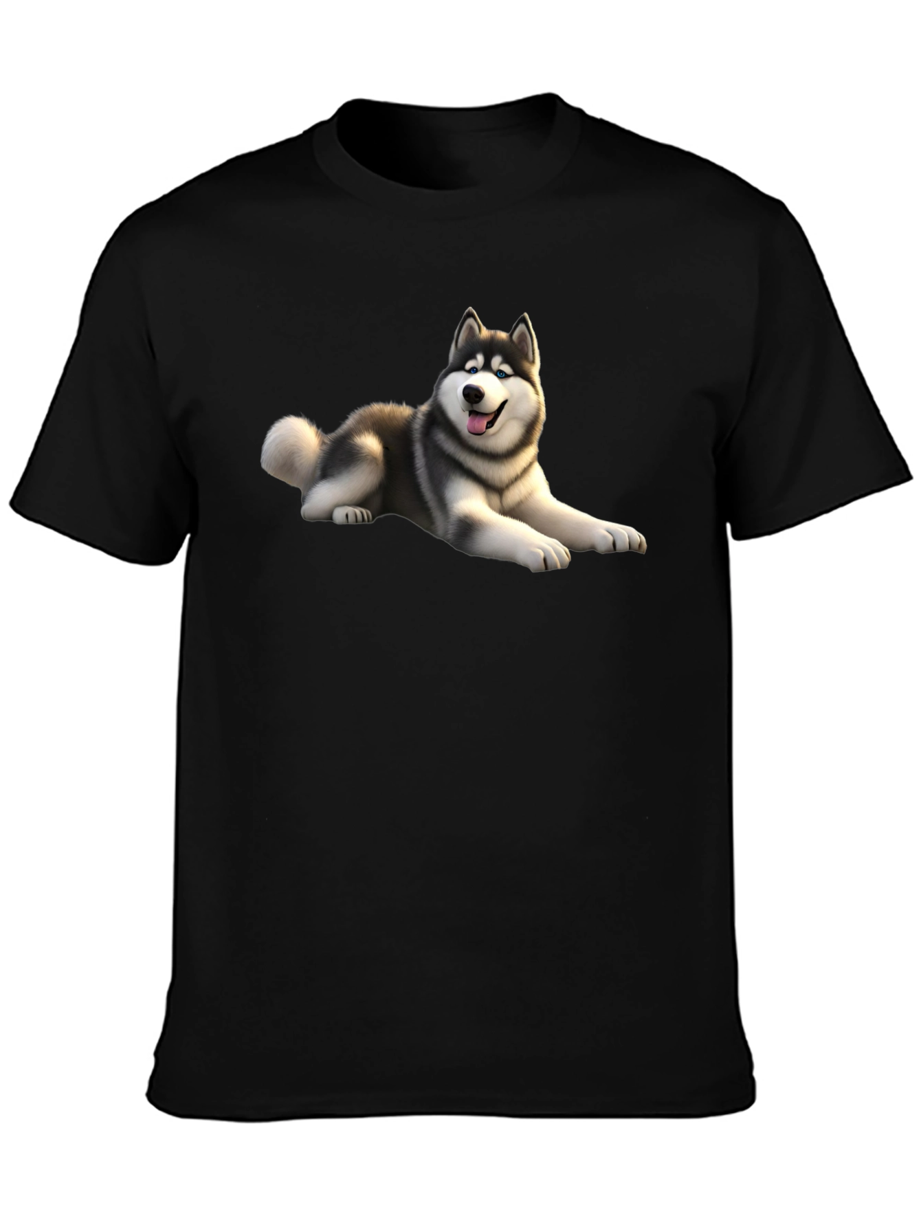Husky Dog Graphic Black T-Shirt