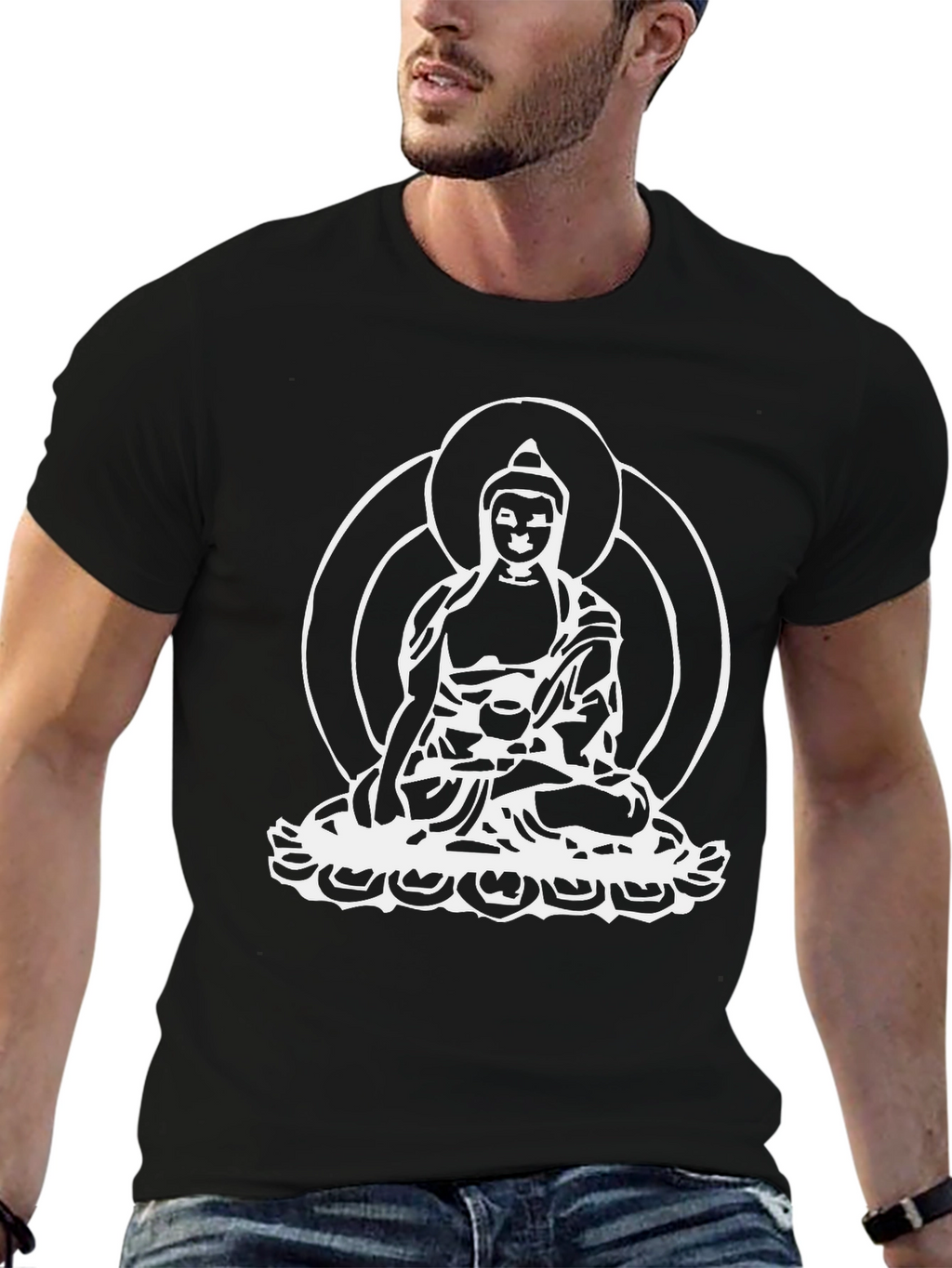 Buddha Graphic Tee - Black Cotton Comfort