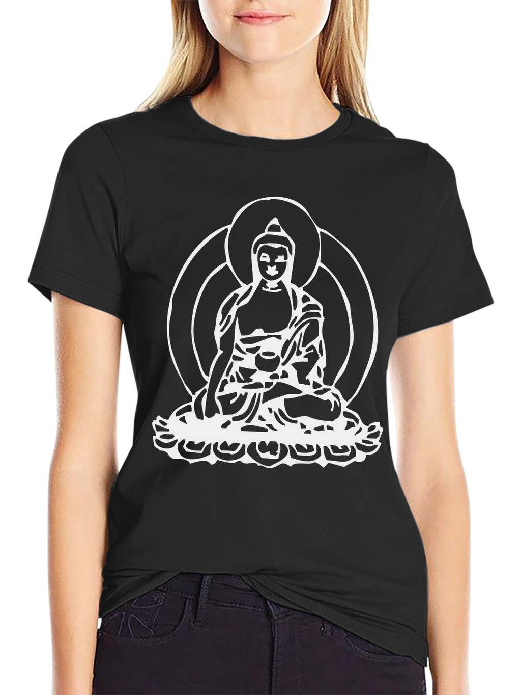 Buddha Graphic Tee - Black Cotton Comfort