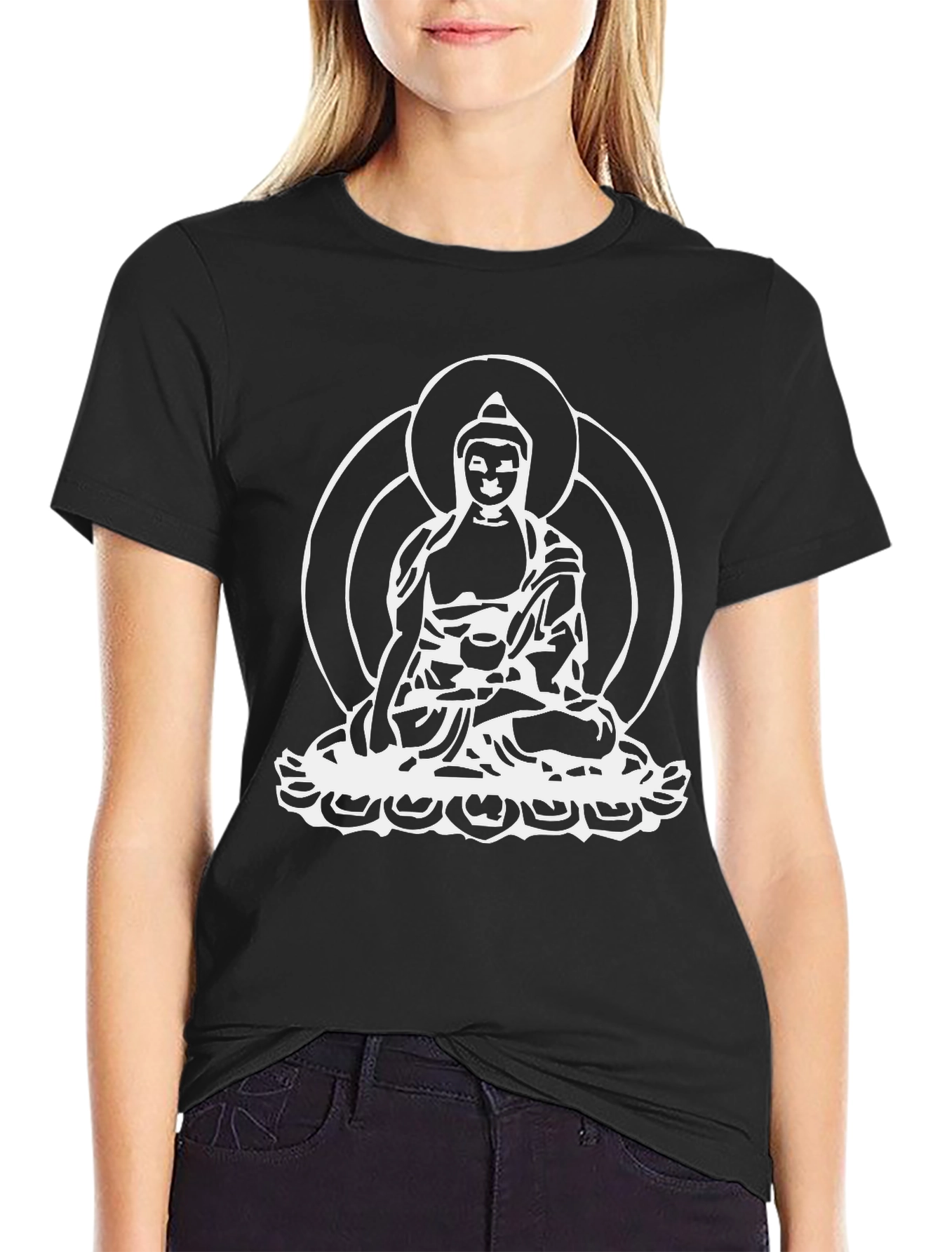 Buddha Graphic Tee - Black Cotton Comfort