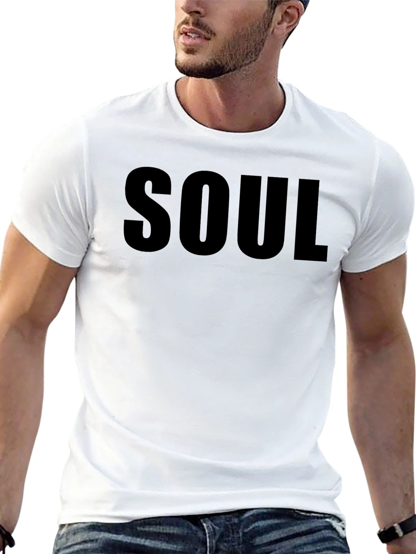 Mens Black SOUL Graphic T-Shirt - Casual Cotton Tee