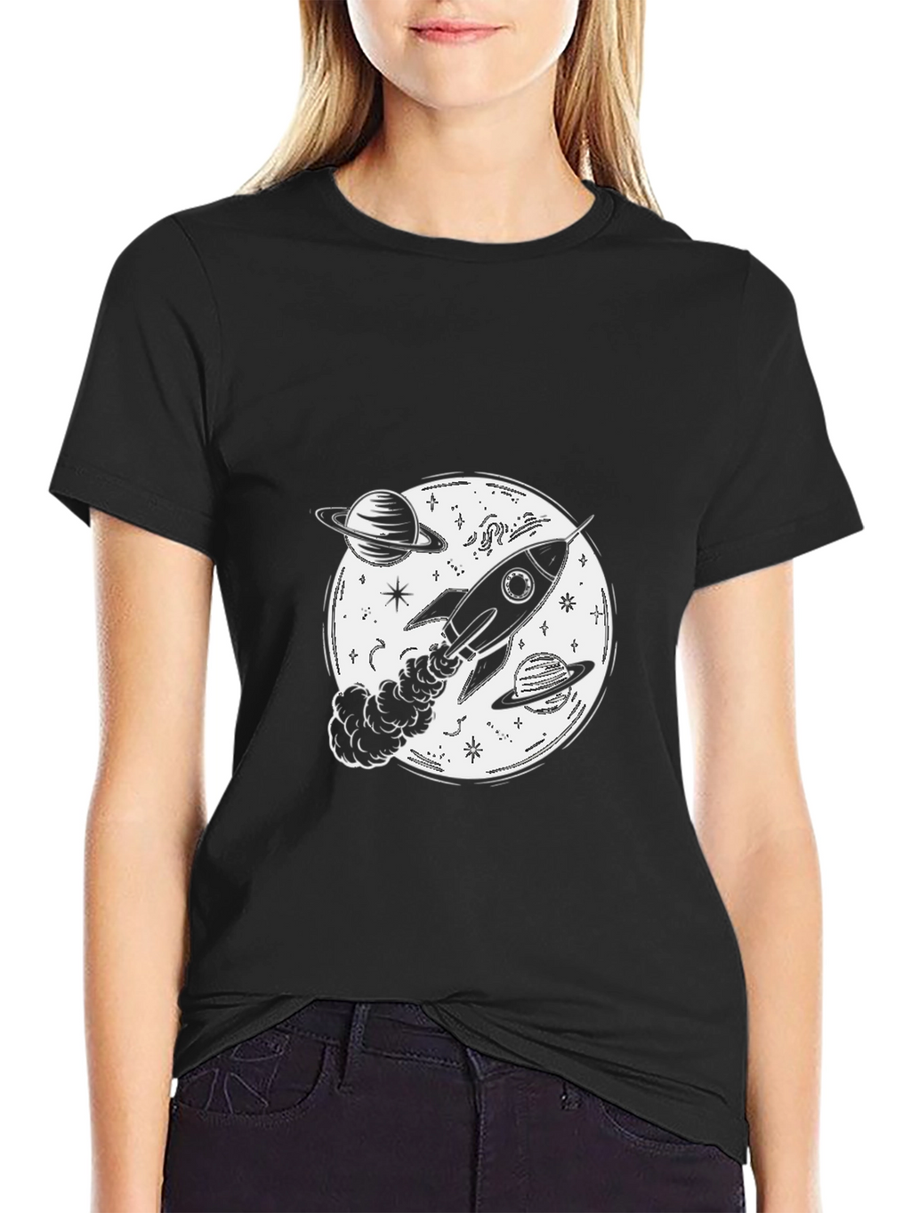 Rocket Galaxy T-Shirt - Black Space Tee
