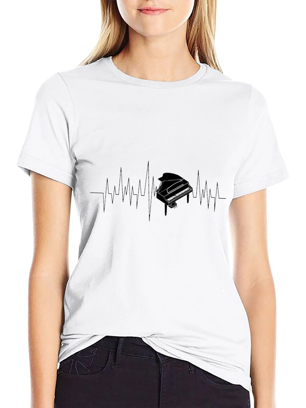 Piano Heartbeat T-Shirt - Music Lover Tee