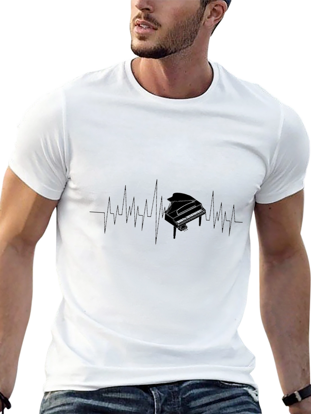Piano Heartbeat T-Shirt - Music Lover Tee
