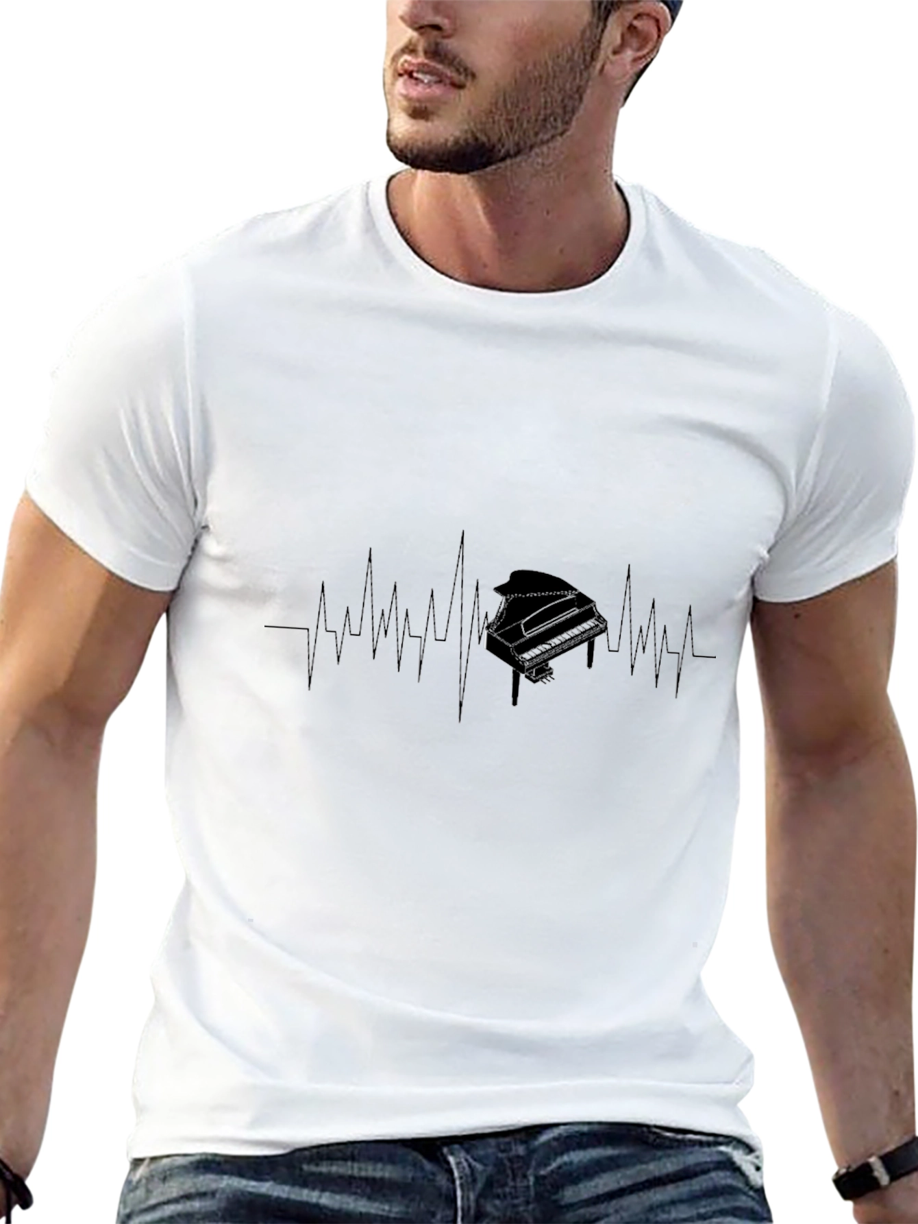 Piano Heartbeat T-Shirt - Music Lover Tee