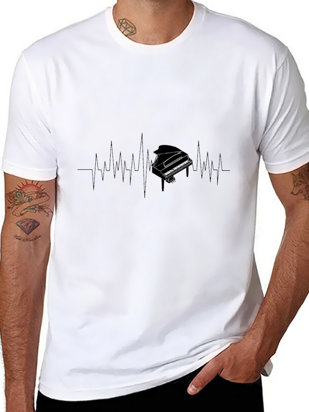 Piano Heartbeat T-Shirt - Music Lover Tee