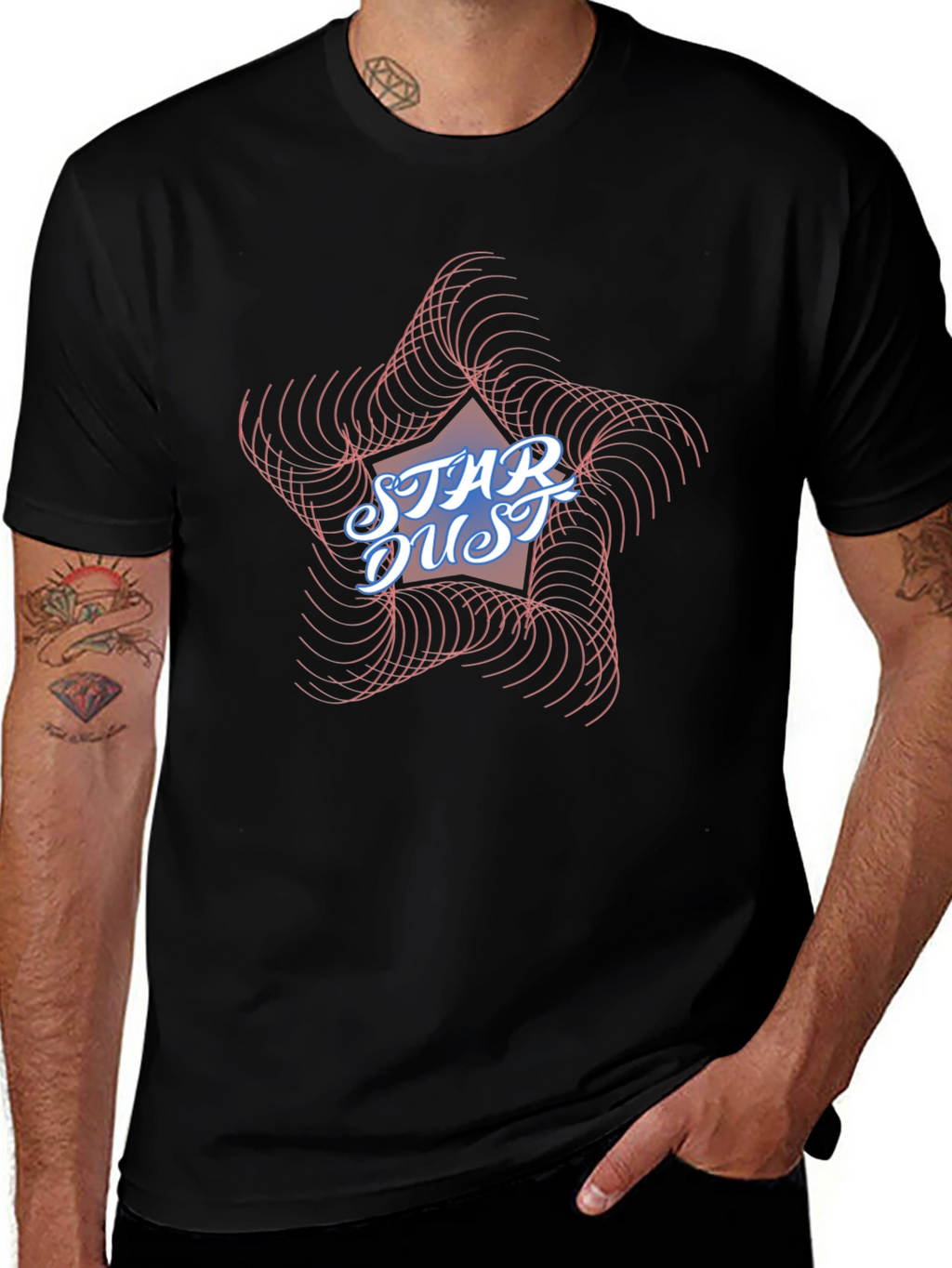 Star Dust Graphic Tee - Modern Black T-Shirt