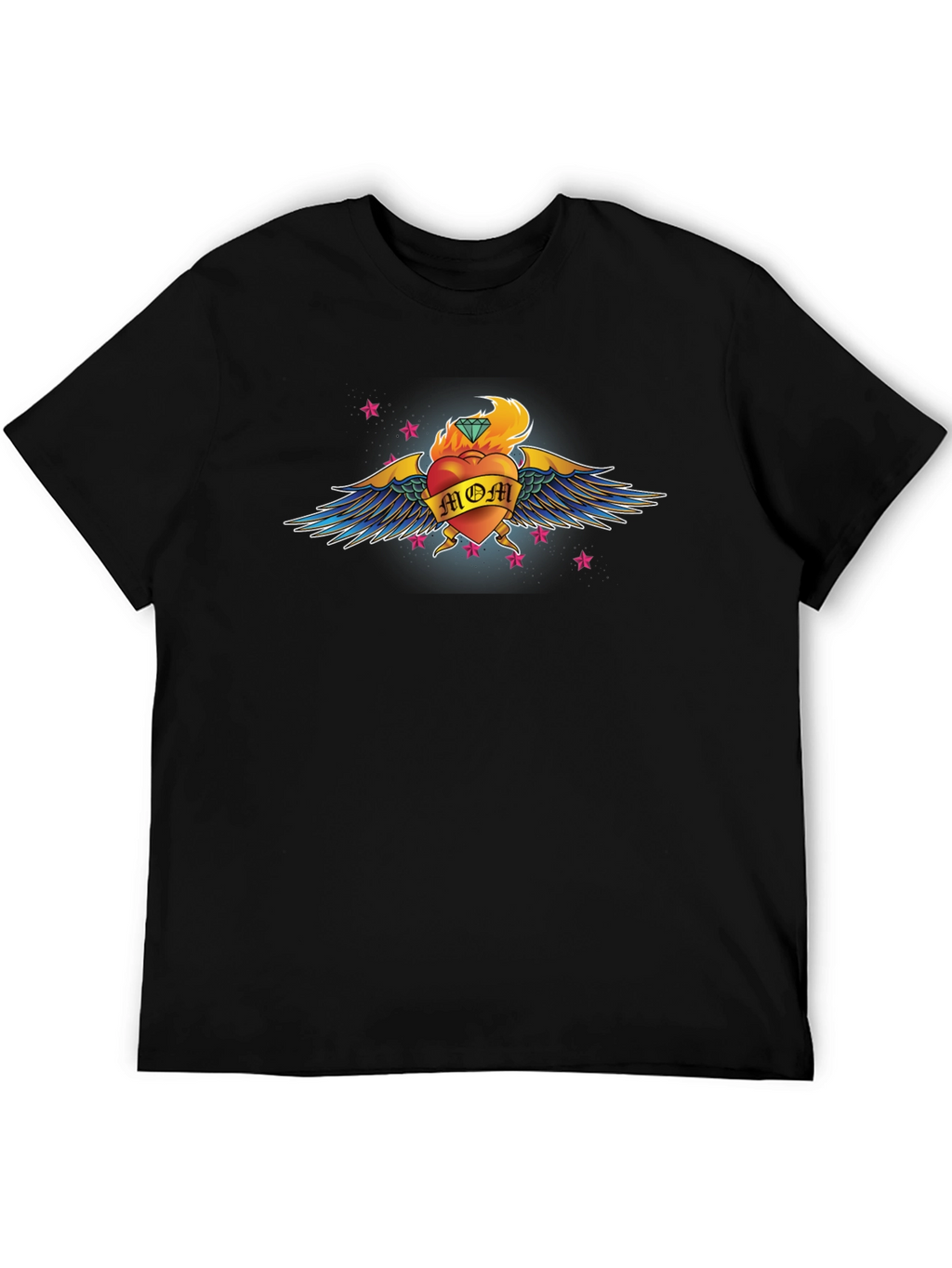 Mom Heart Tattoo Graphic T-Shirt - Black