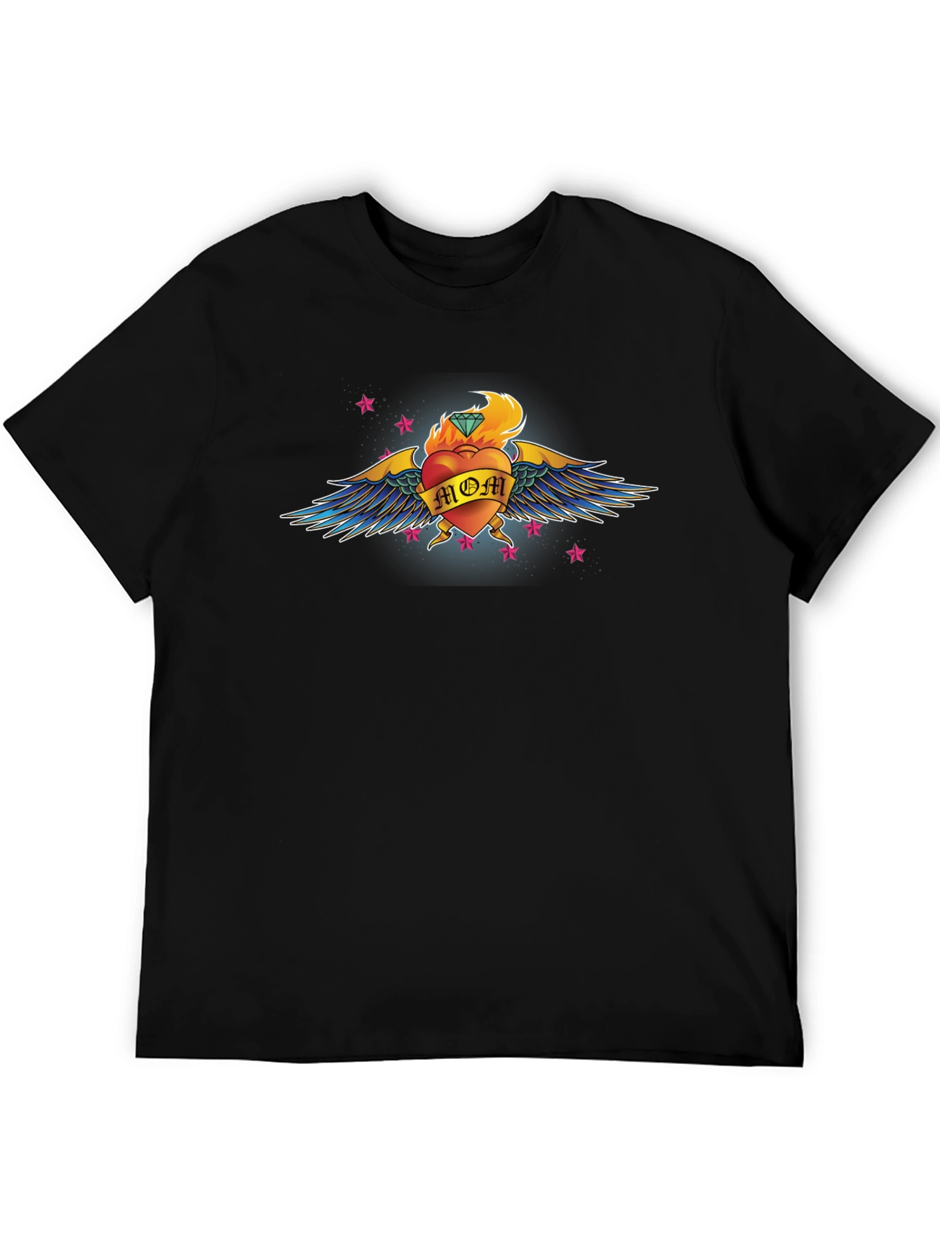 Mom Heart Tattoo Graphic T-Shirt - Black
