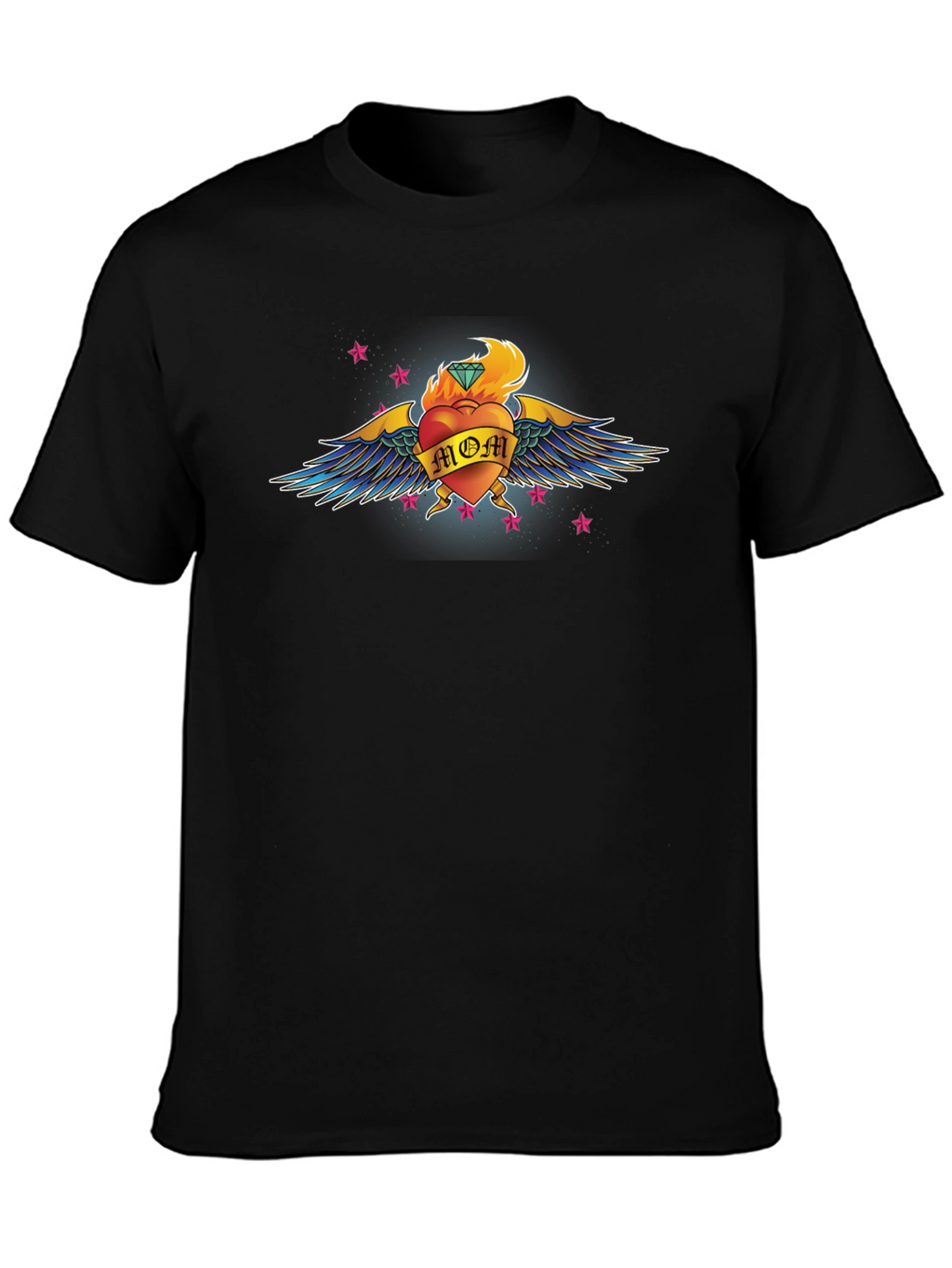 Mom Heart Tattoo Graphic T-Shirt - Black