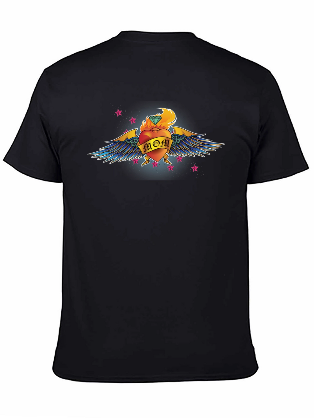 Mom Heart Tattoo Graphic T-Shirt - Black