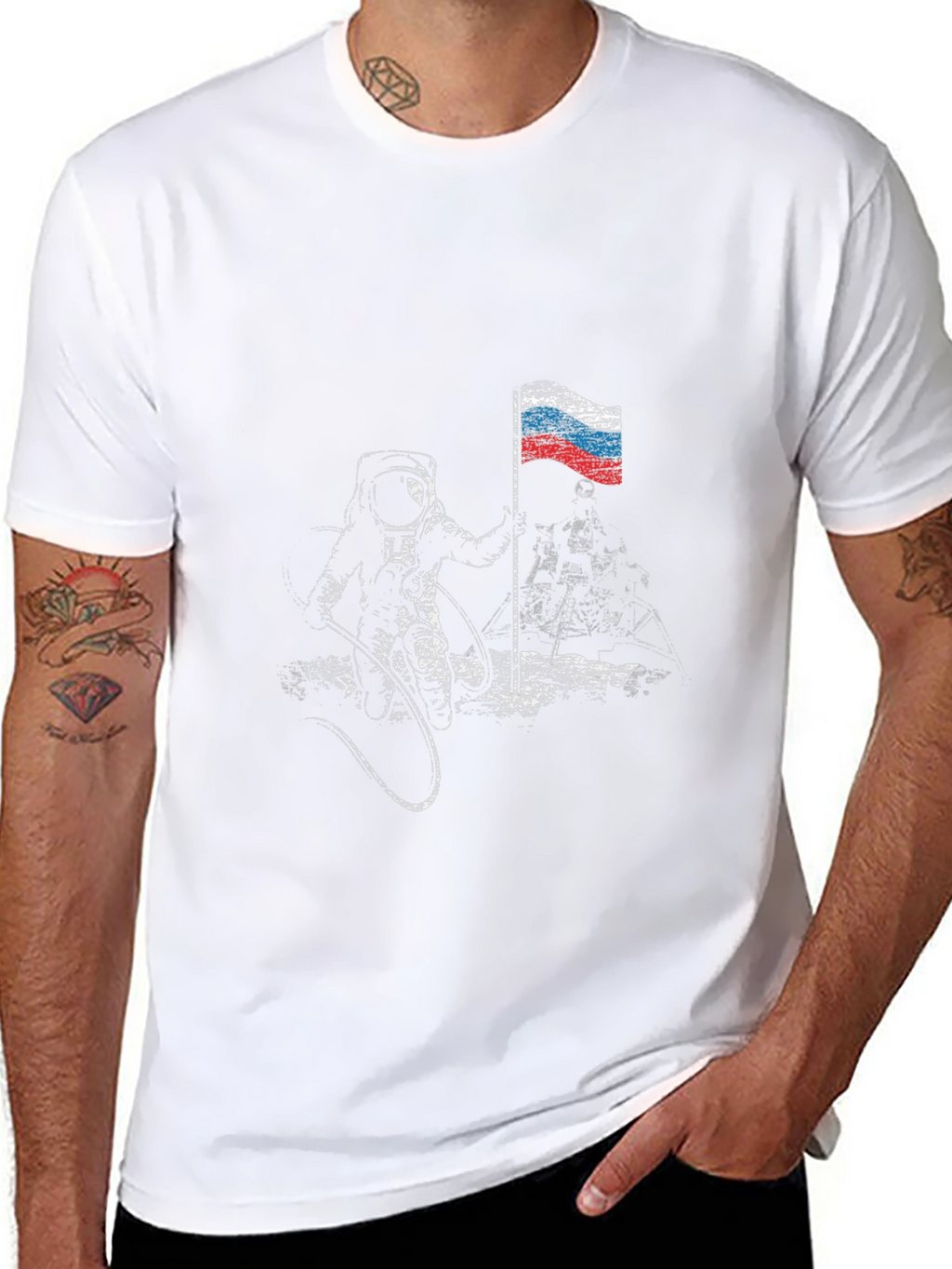 Russian Flag Astronaut Graphic T-Shirt