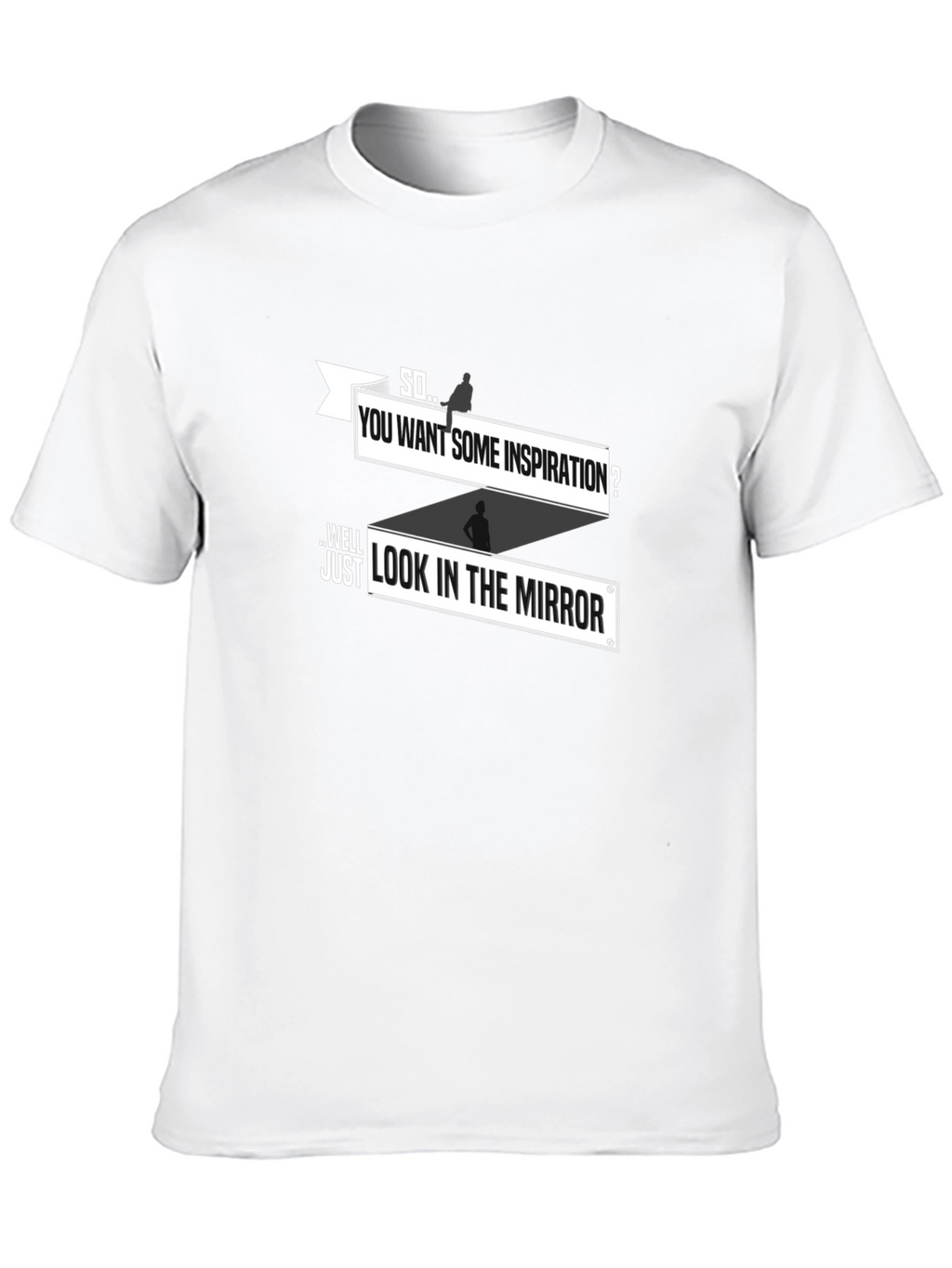 Inspirational Mirror Graphic Tee - Black Cotton T-Shirt