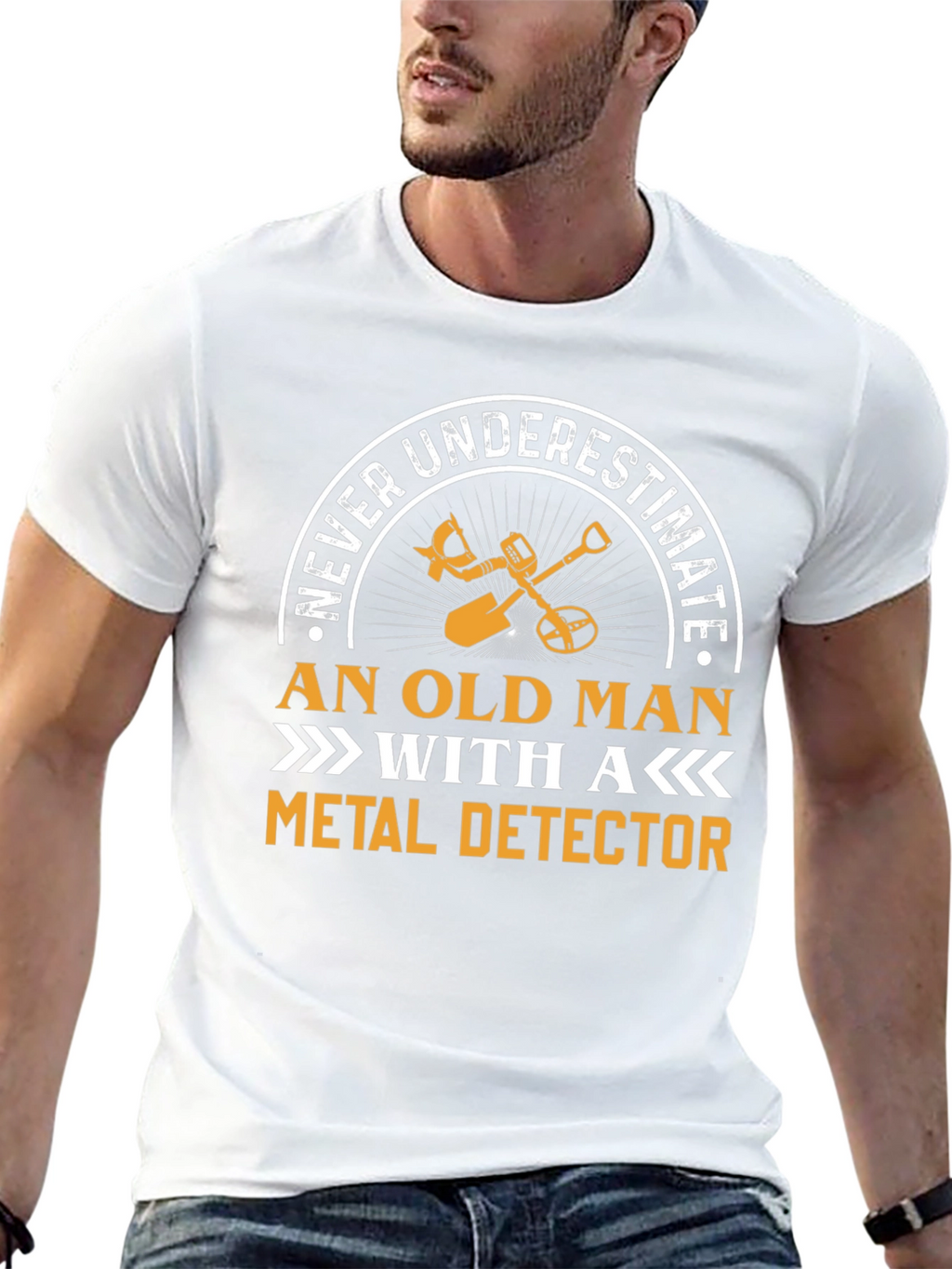 Never Underestimate Old Man Metal Detector T-Shirt