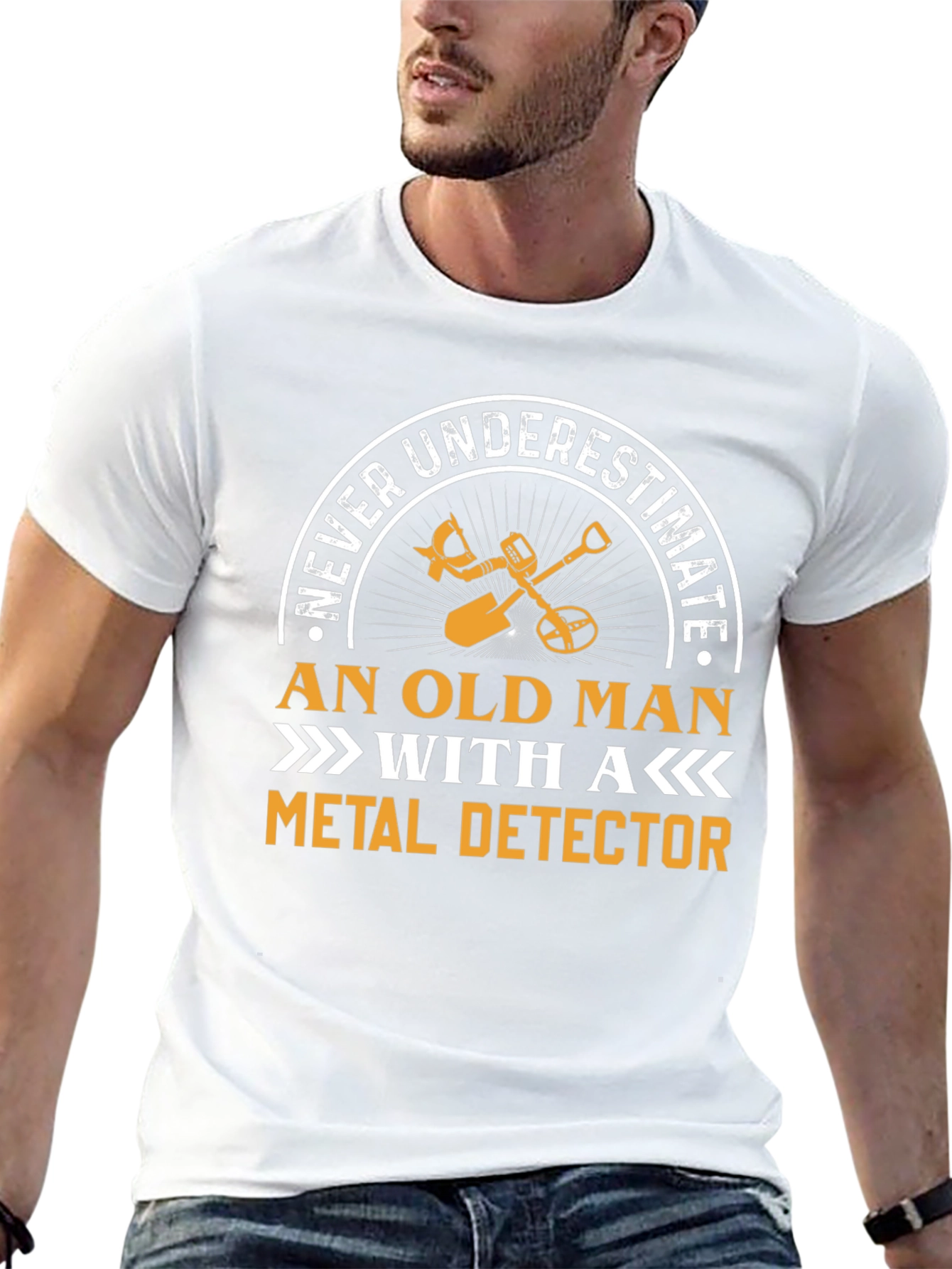 Never Underestimate Old Man Metal Detector T-Shirt