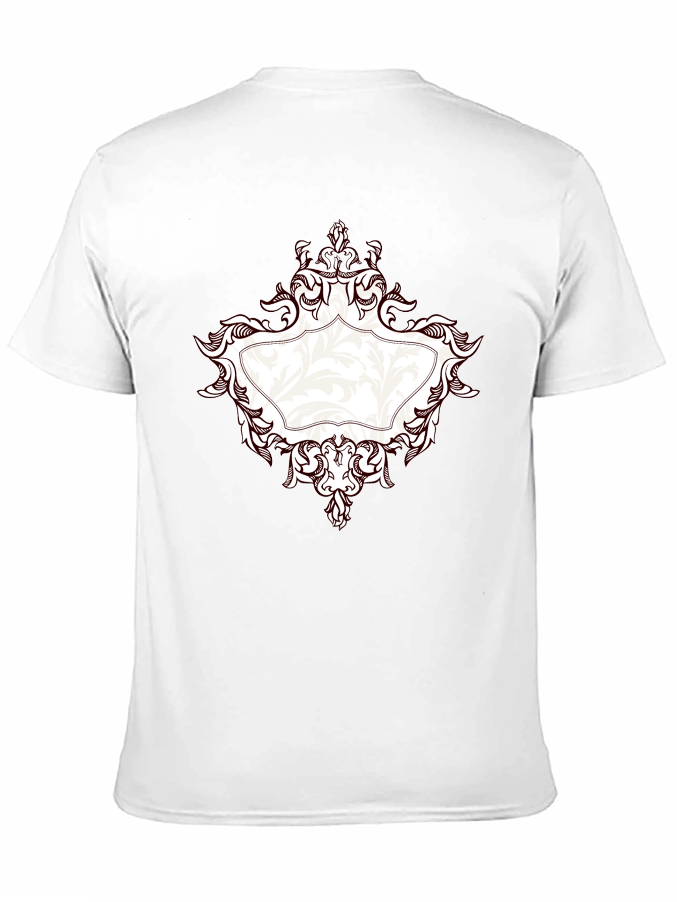 Elegant Black T-Shirt with Ornate Frame Design