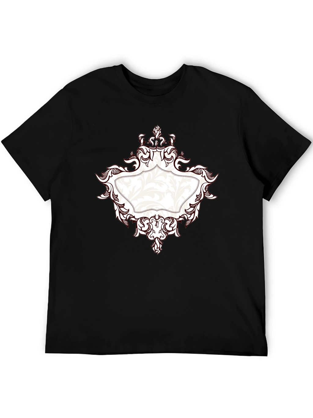 Elegant Black T-Shirt with Ornate Frame Design