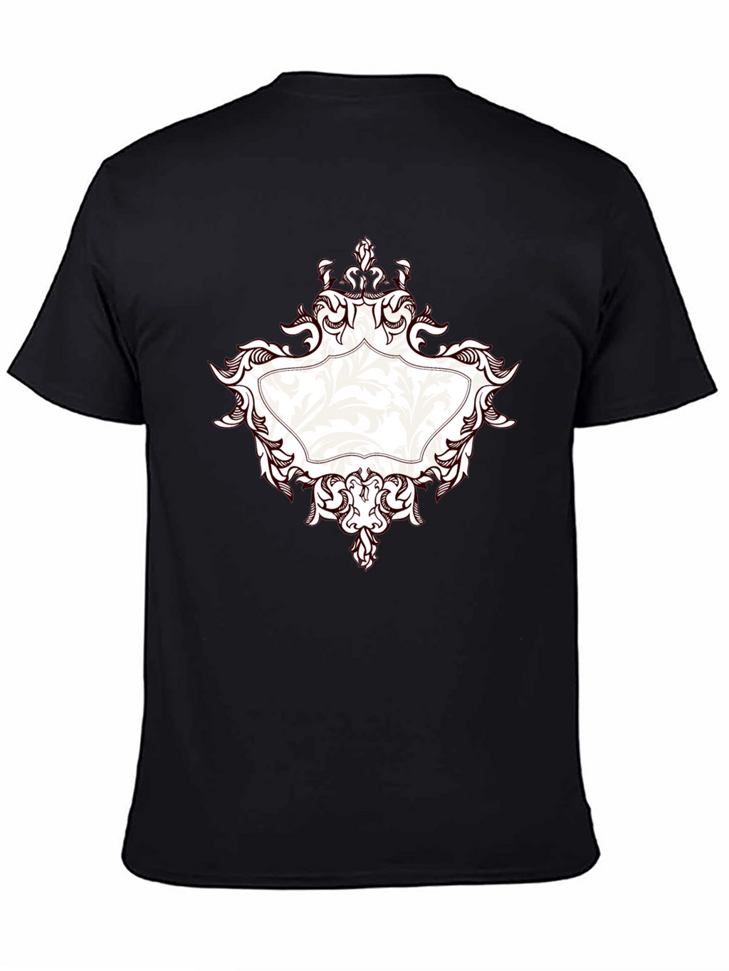 Elegant Black T-Shirt with Ornate Frame Design