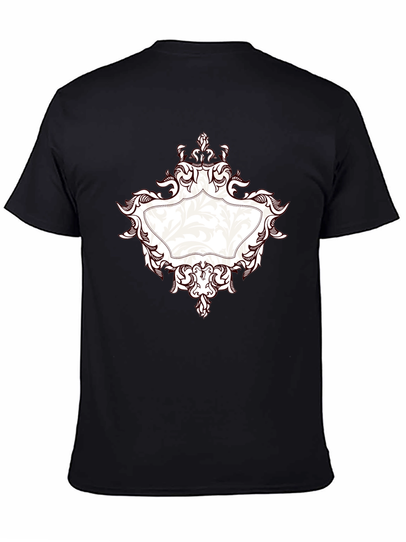 Elegant Black T-Shirt with Ornate Frame Design