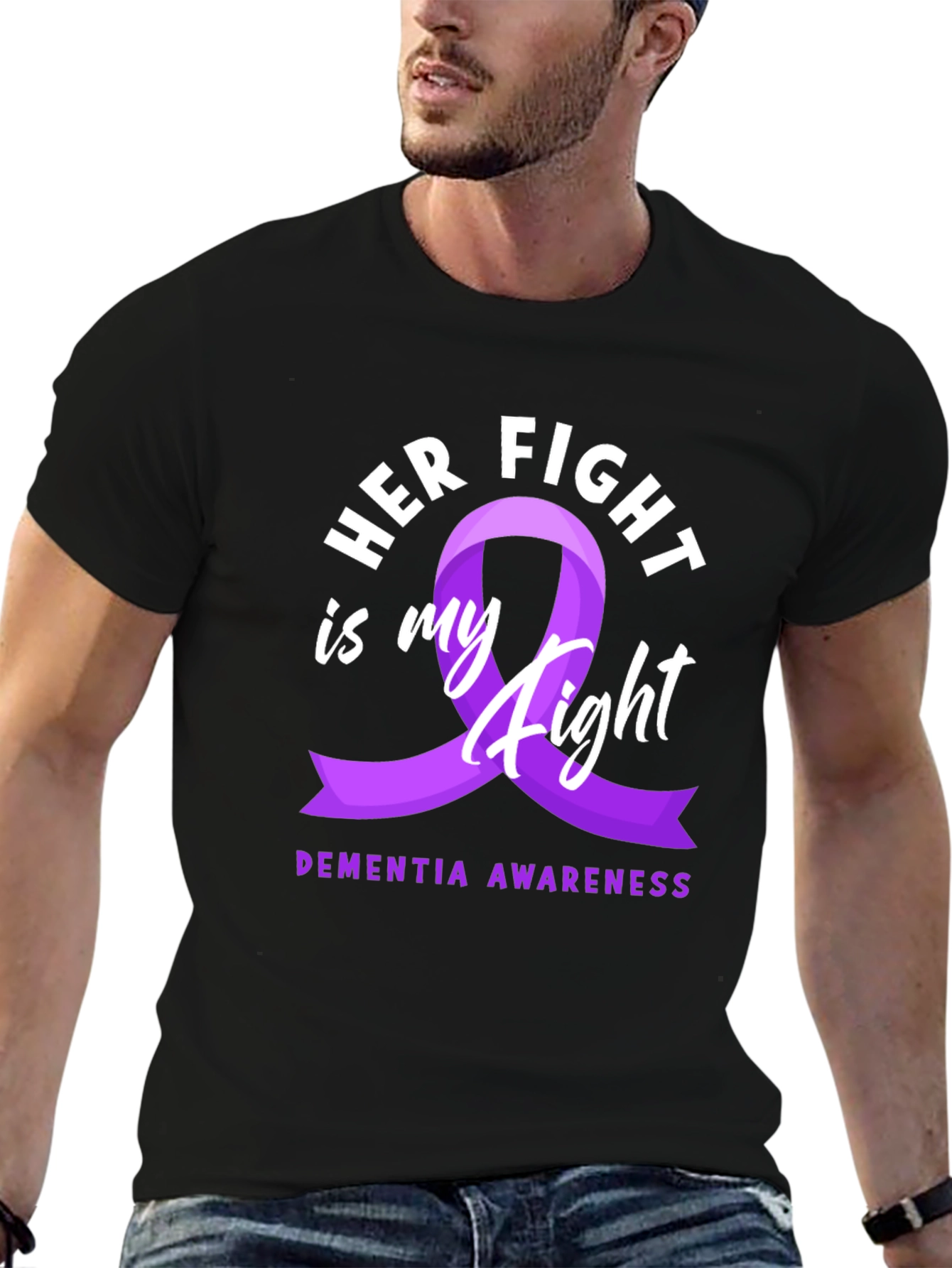 Dementia Awareness Ribbon T-Shirt - Her Fight is My Fight