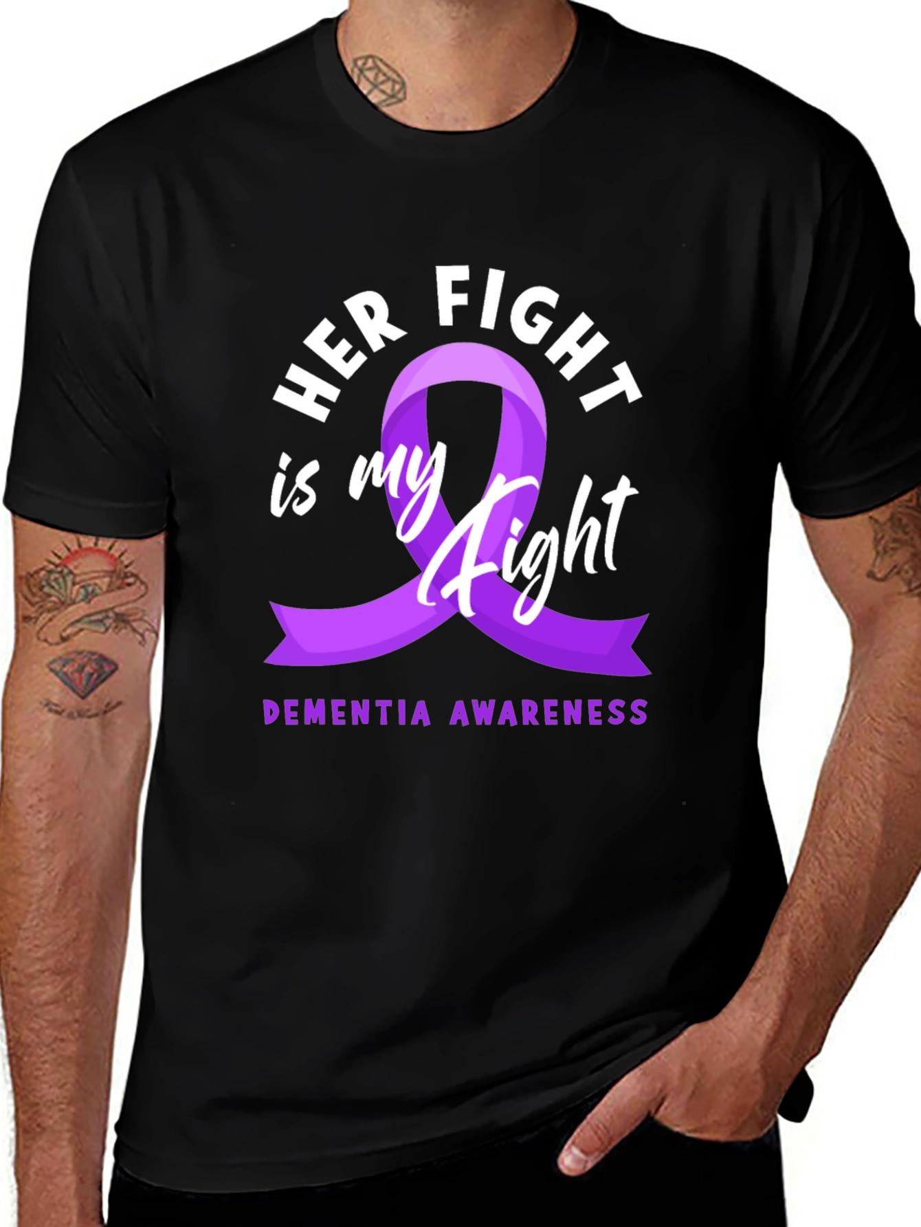 Dementia Awareness Ribbon T-Shirt - Her Fight is My Fight