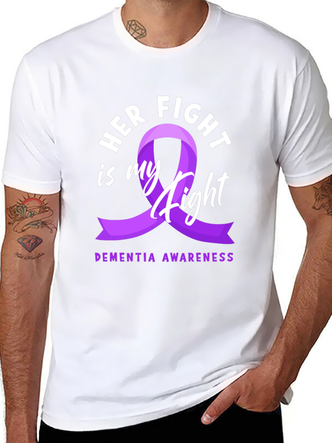 Dementia Awareness Ribbon T-Shirt - Her Fight is My Fight