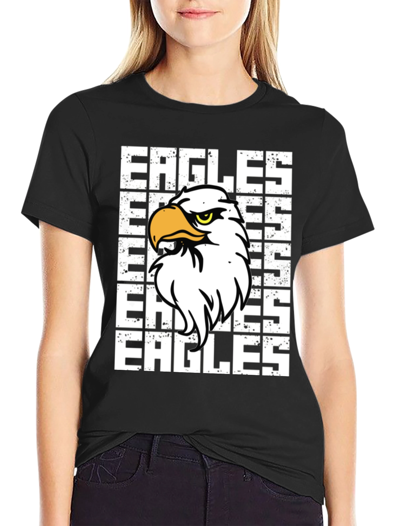Eagles Graphic Print Black T-Shirt