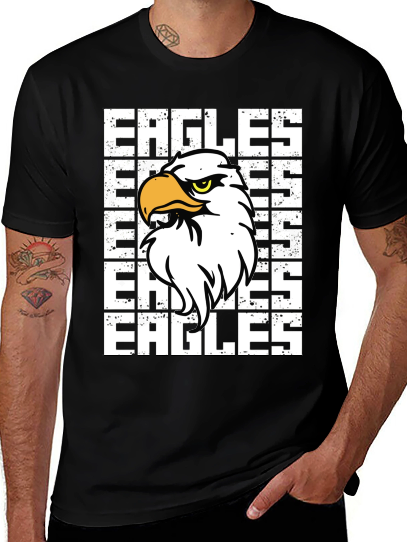Eagles Graphic Print Black T-Shirt