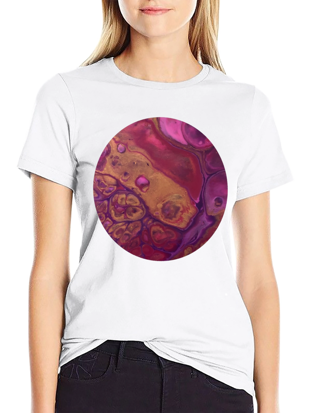 Abstract Art Circle Graphic Tee - Black