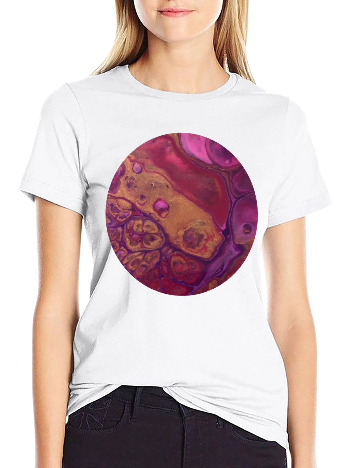 Abstract Art Circle Graphic Tee - Black