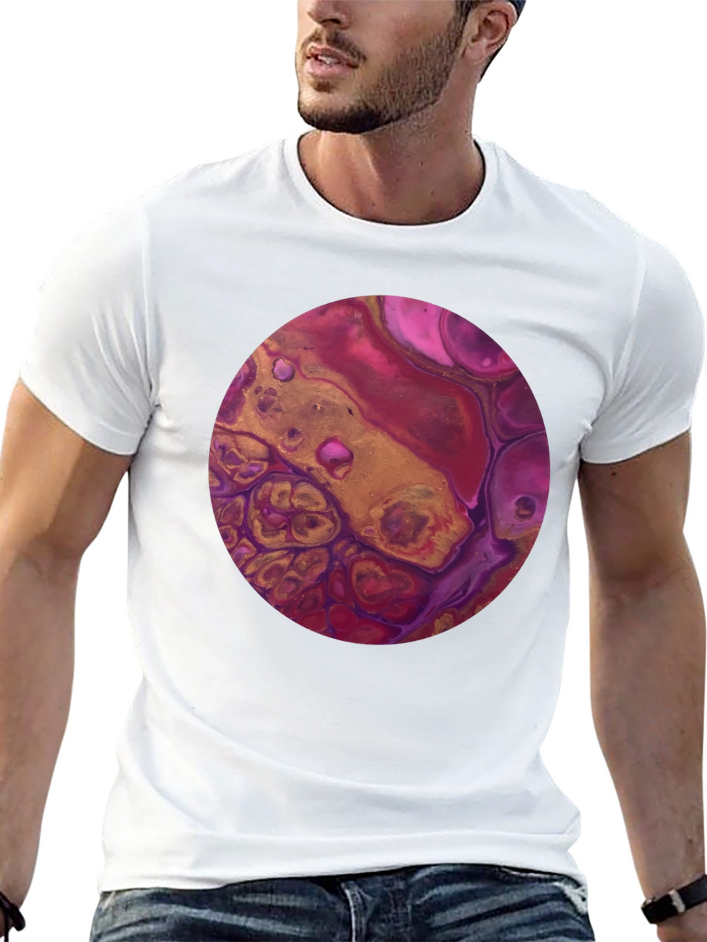 Abstract Art Circle Graphic Tee - Black